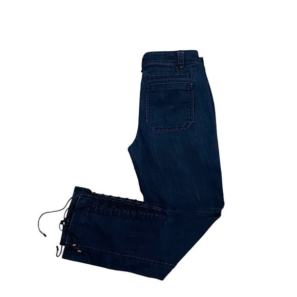 Size 26 Anthropologie Leifsdottir Lace Up Leg Equestrian Dark Wash Jeans EUC - Picture 1 of 10